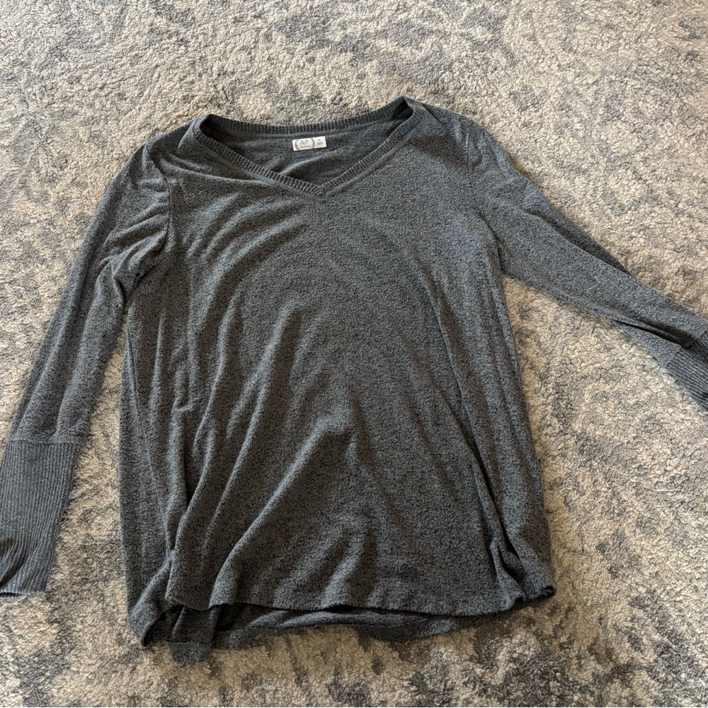 Women's Gray V-Neck Top